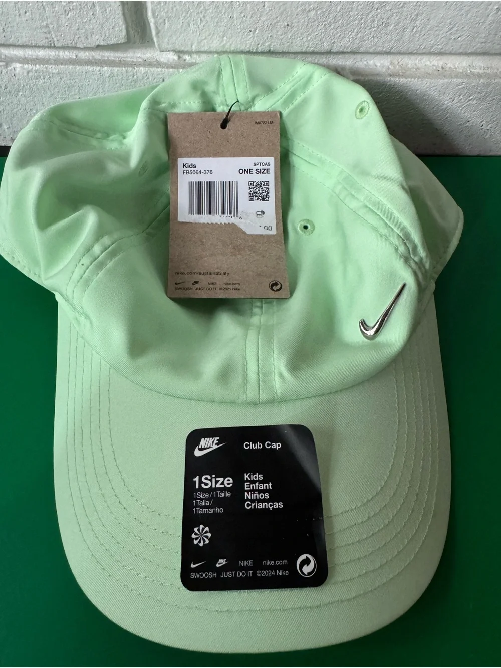 Nike Kids Mint Green Club Cap - Kids One Size